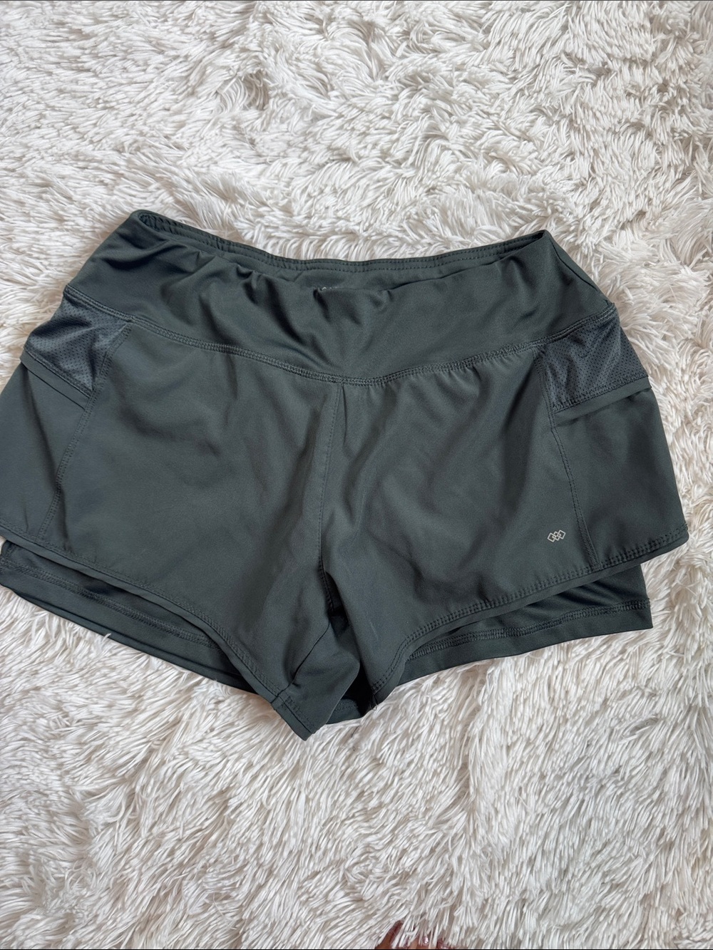 Leg3nd Women's Active Layered Running Shorts with Compression Liner and Pocket